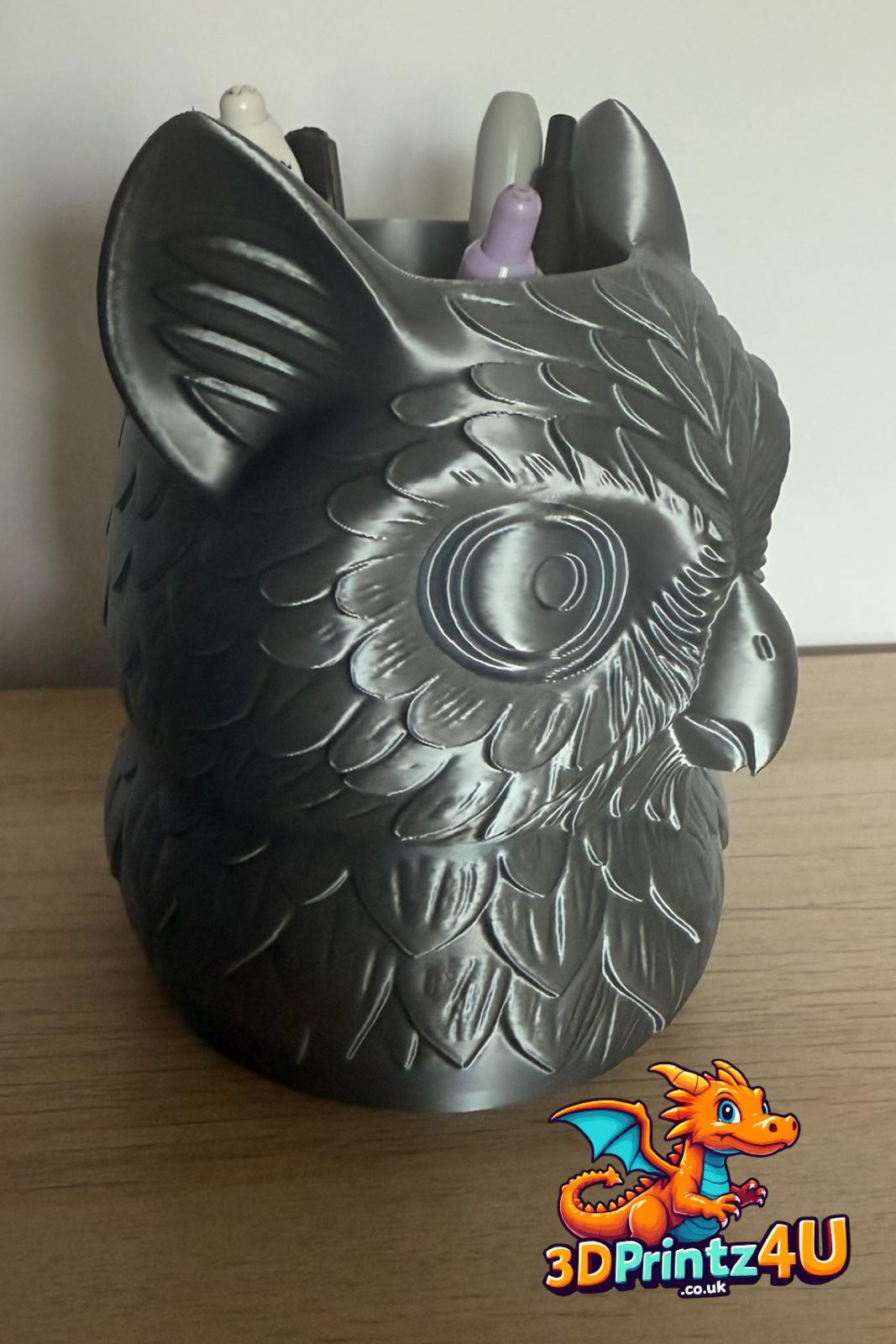 Owl Pen or Brush Holder 3D Printed