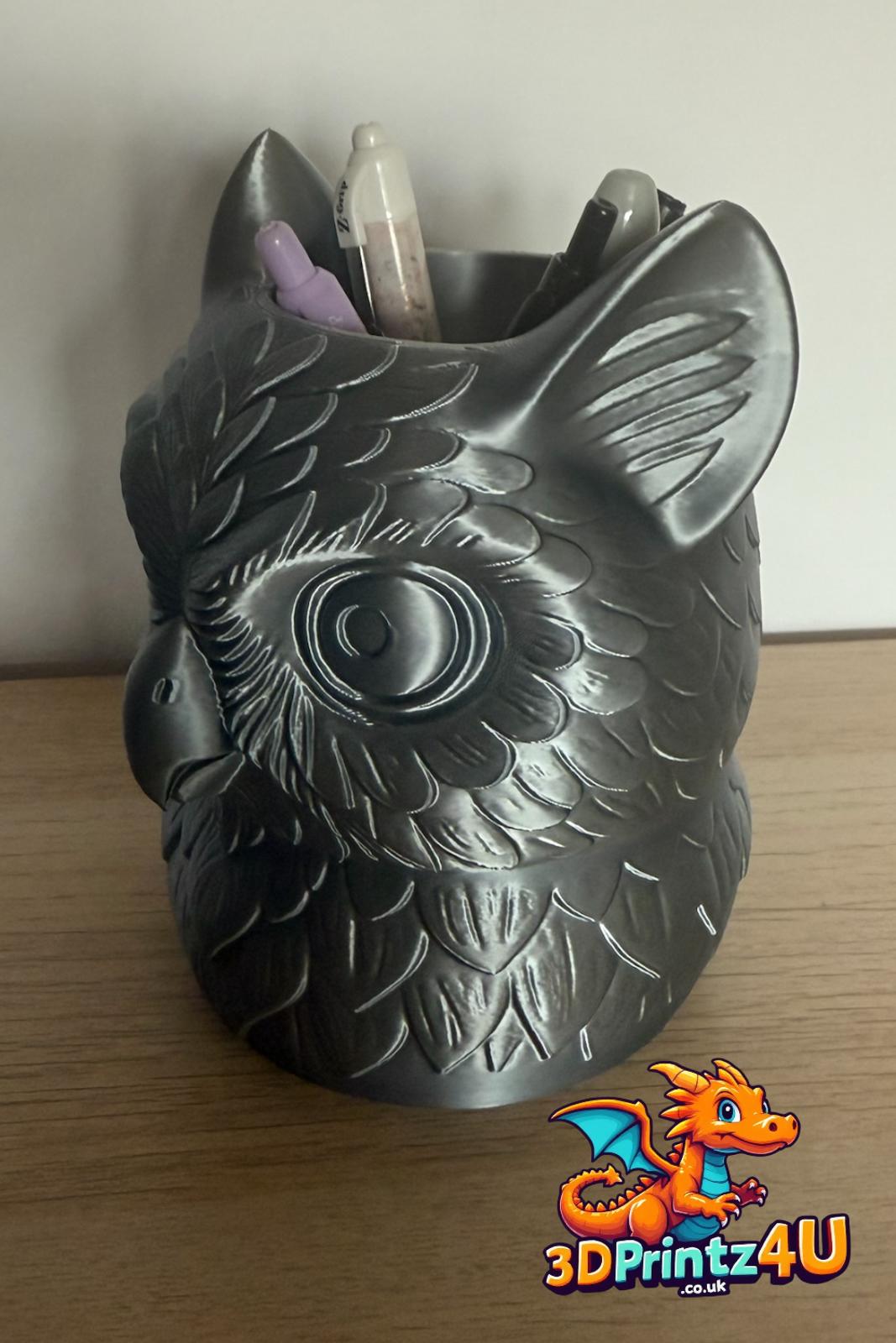 Owl Pen or Brush Holder 3D Printed